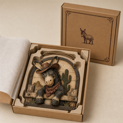 🫏🌵 Rustic Cowboy Donkey Wall Hanging – Western Farmhouse Décor & Country Keepsake