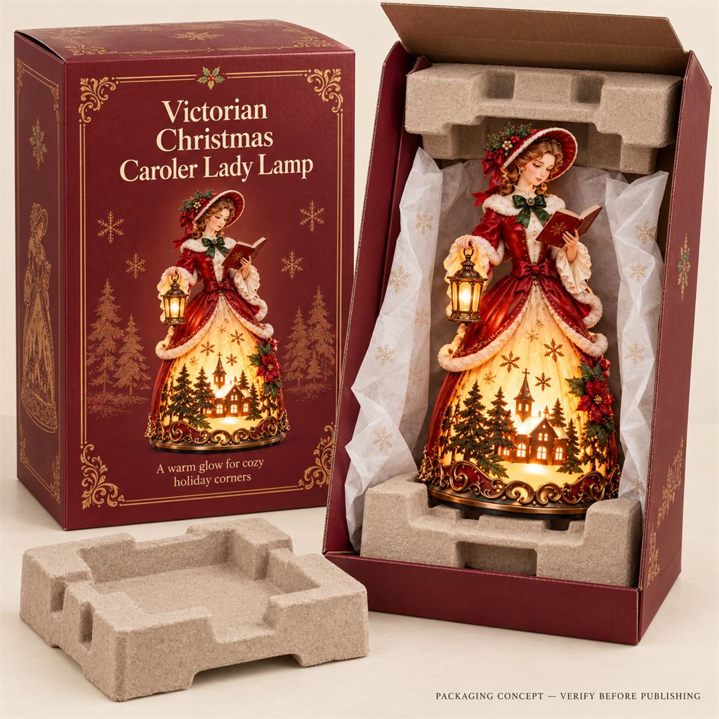 🎄✨ Victorian Christmas Carol Lady Lantern – Lighted Holiday Village Figurine