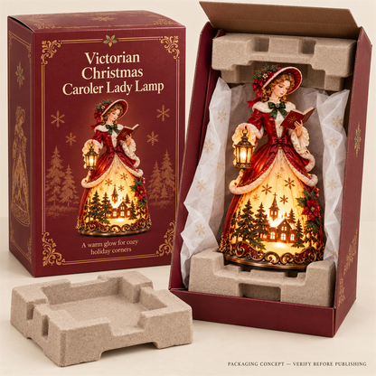🎄✨ Victorian Christmas Carol Lady Lantern – Lighted Holiday Village Figurine