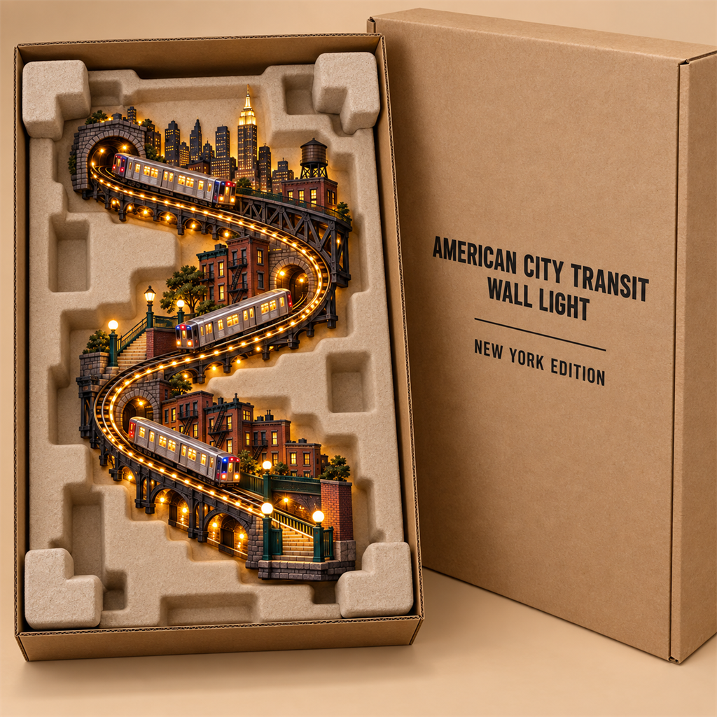 American City Transit Trail Light – Illuminated 3D Skyline Wall Décor