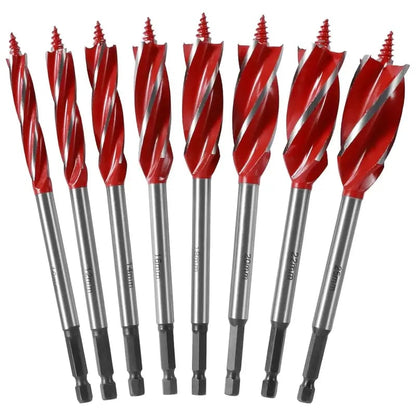 8-Piece Wood Boring Bits 🪵 – 4-Flute Hex Shank, 10–25mm