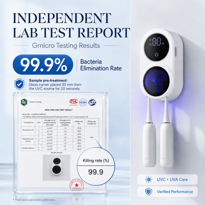 BILLHOL®🚩 WaveSense Touchless Advanced Dual-Toothbrush UV Sanitizing & Drying Station with Automatic Sensor Lid