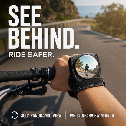 🚴👀 Adjustable Wrist-Mounted Cycling Mirror – See Behind You Without Turning Around