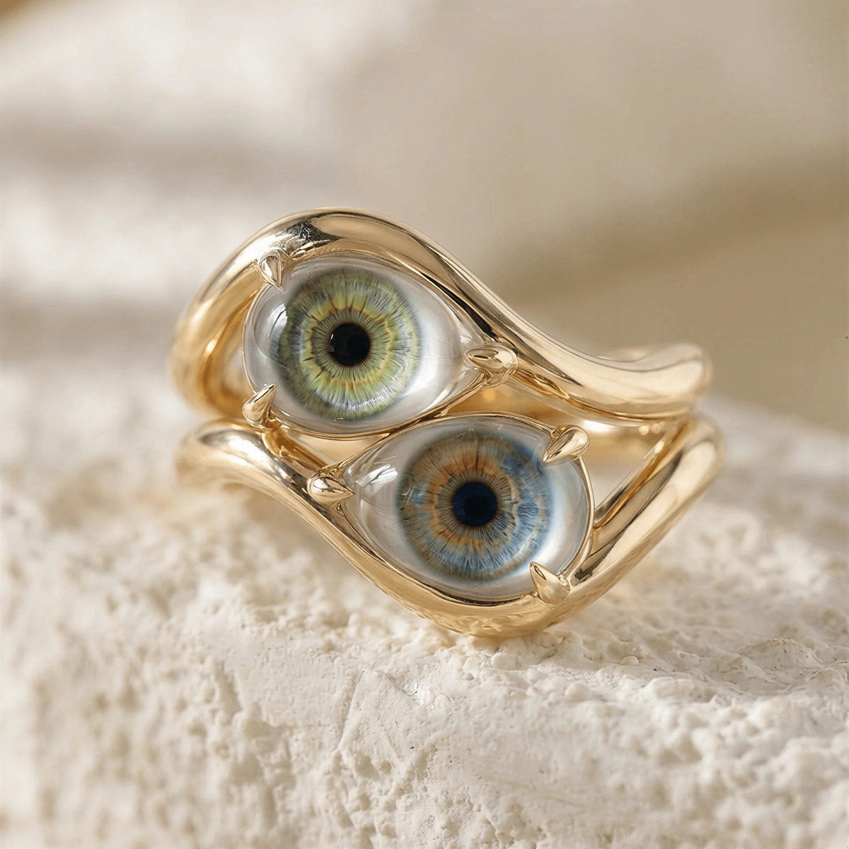 Lifelike Double-Iris Intertwined Couple Ring for Anniversary, Engagement, Wedding & Valentine’s Day Gift