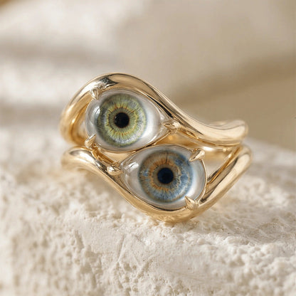 Lifelike Double-Iris Intertwined Couple Ring for Anniversary, Engagement, Wedding & Valentine’s Day Gift