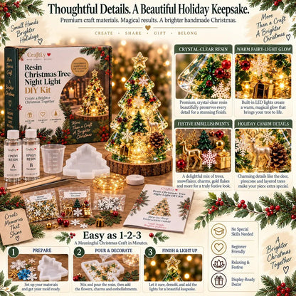 ✈️ Buy 2+ Get Free Shipping🎄✨ DIY Christmas Glow Tree – Beginner-Friendly Resin Craft Kit with Lights & Festive Decorations