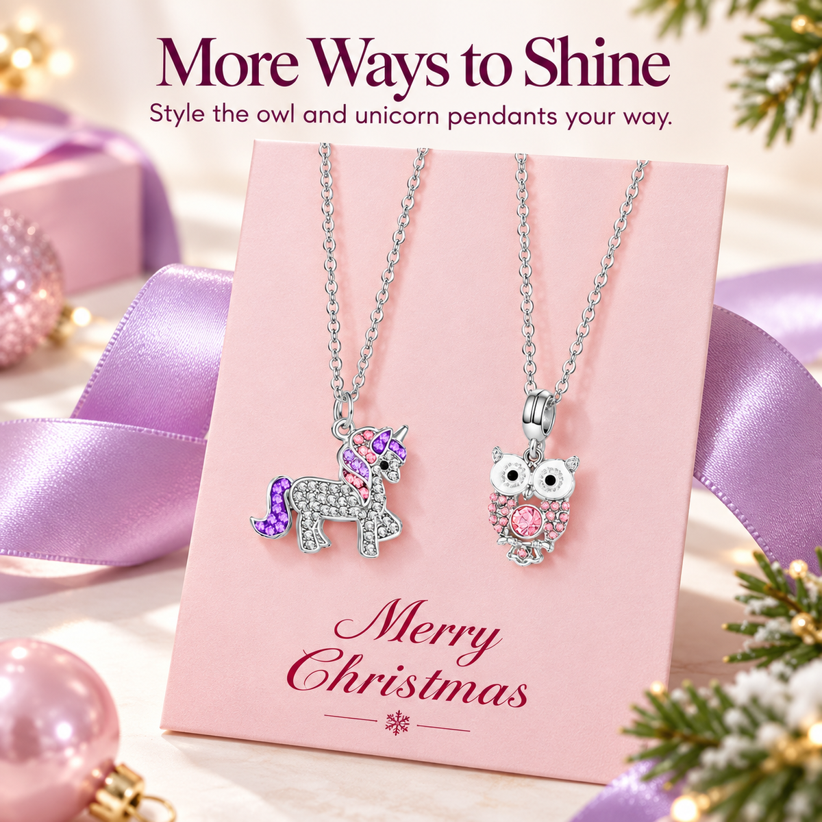 🎄 Christmas Advent Calendar 24 Days DIY Charm Bracelet & Necklace Making Kit, Purple Pink Crystal Beads Jewelry Set, Christmas Gift for Girls