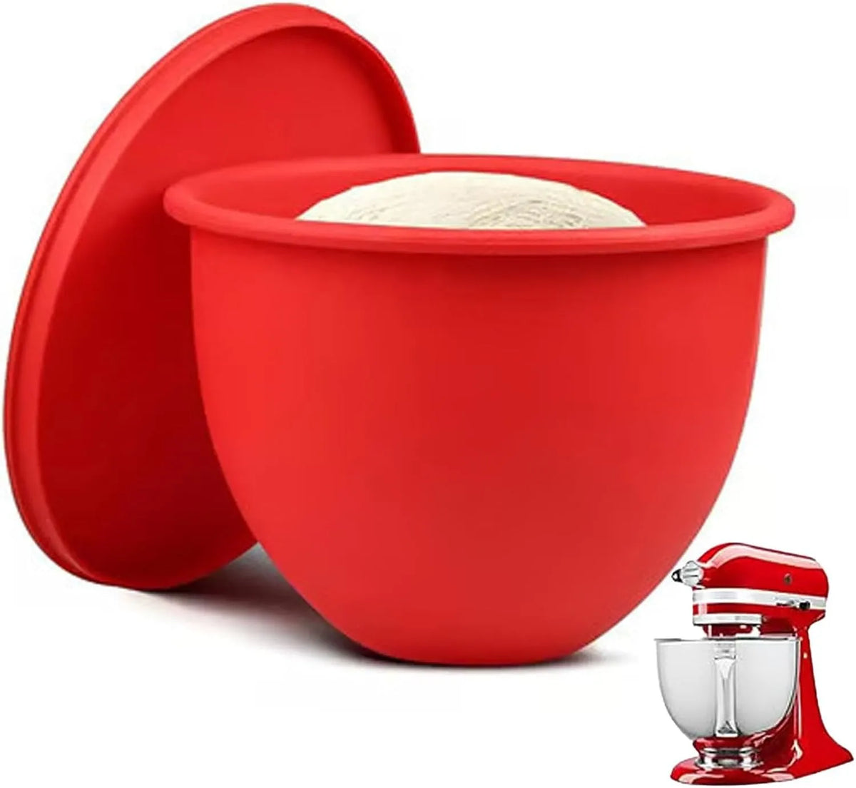 🥣 Food-Grade Silicone Mixer Bowl Liner – Reusable Kitchen Accessory in Red