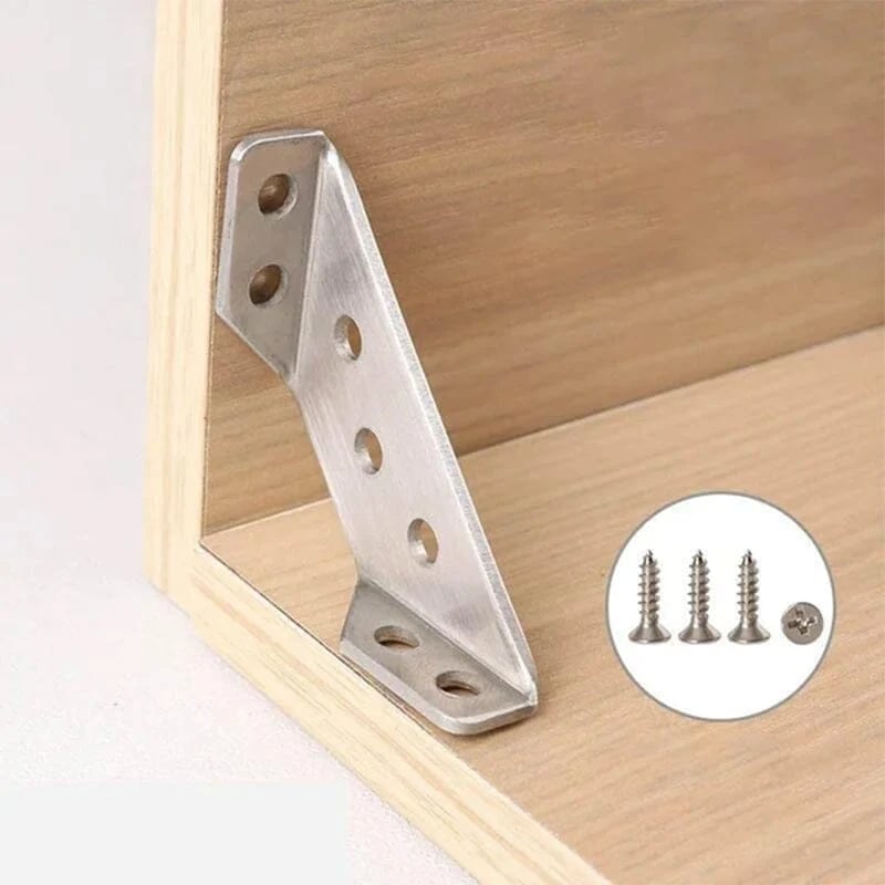 💯📢📢50% OFF !! ⏰UNIVERSAL STAINLESS STEEL FURNITURE CORNER BRACES — Triangular Stability Reinforcement | Rust-Proof Structural Support & Easy Install 🔧