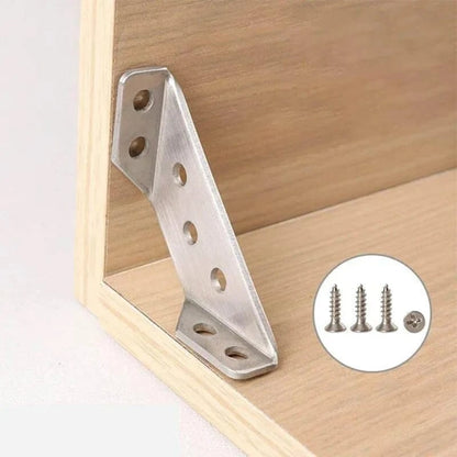 💯📢📢50% OFF !! ⏰UNIVERSAL STAINLESS STEEL FURNITURE CORNER BRACES — Triangular Stability Reinforcement | Rust-Proof Structural Support & Easy Install 🔧
