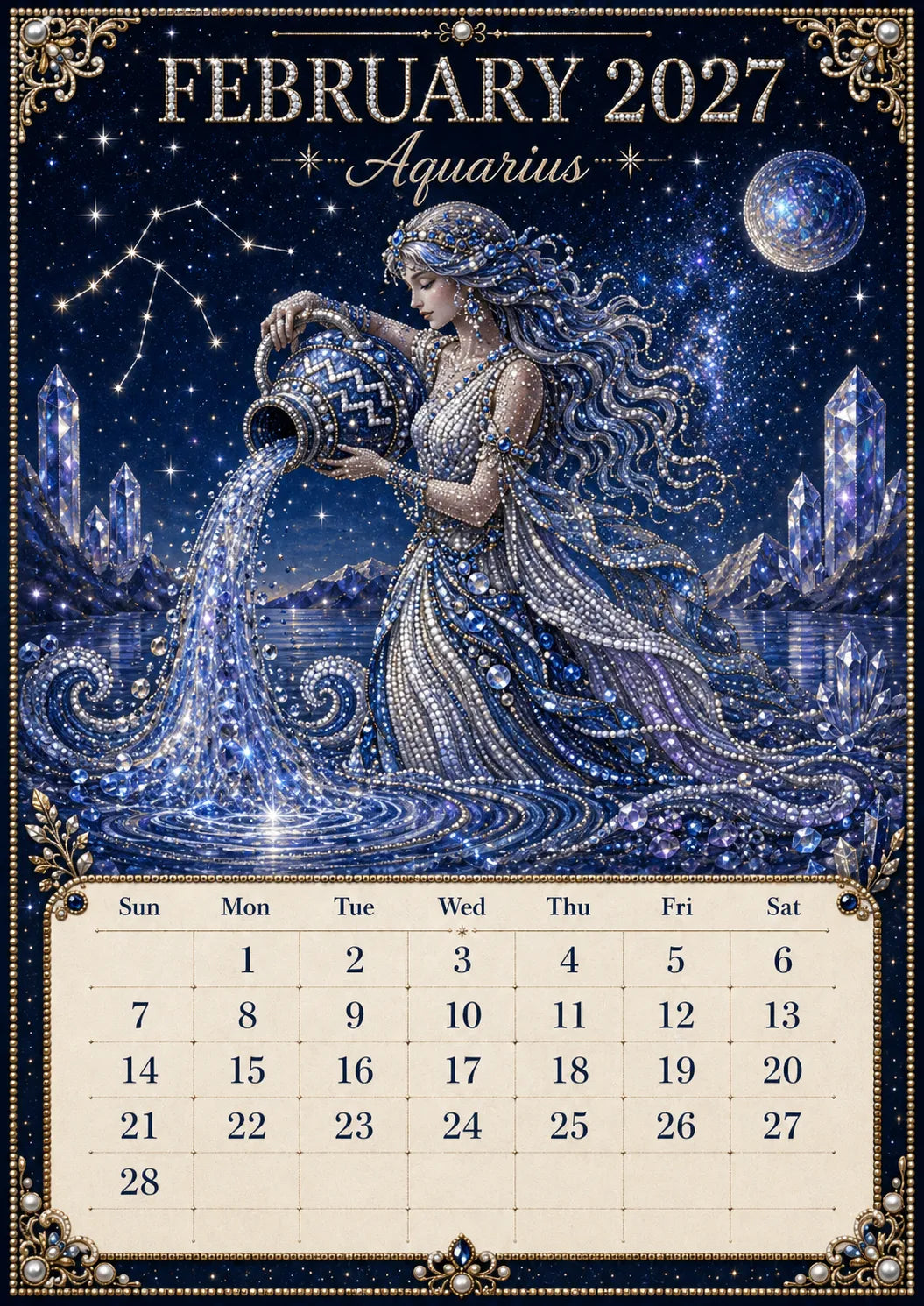 🌙💫 A Year Written in the Stars— Beginner-friendly DIY bead art calendar kit '12 Zodiac Signs 2027’💕