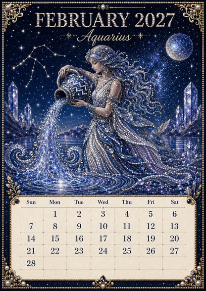 🌙💫 A Year Written in the Stars— Beginner-friendly DIY bead art calendar kit '12 Zodiac Signs 2027’💕