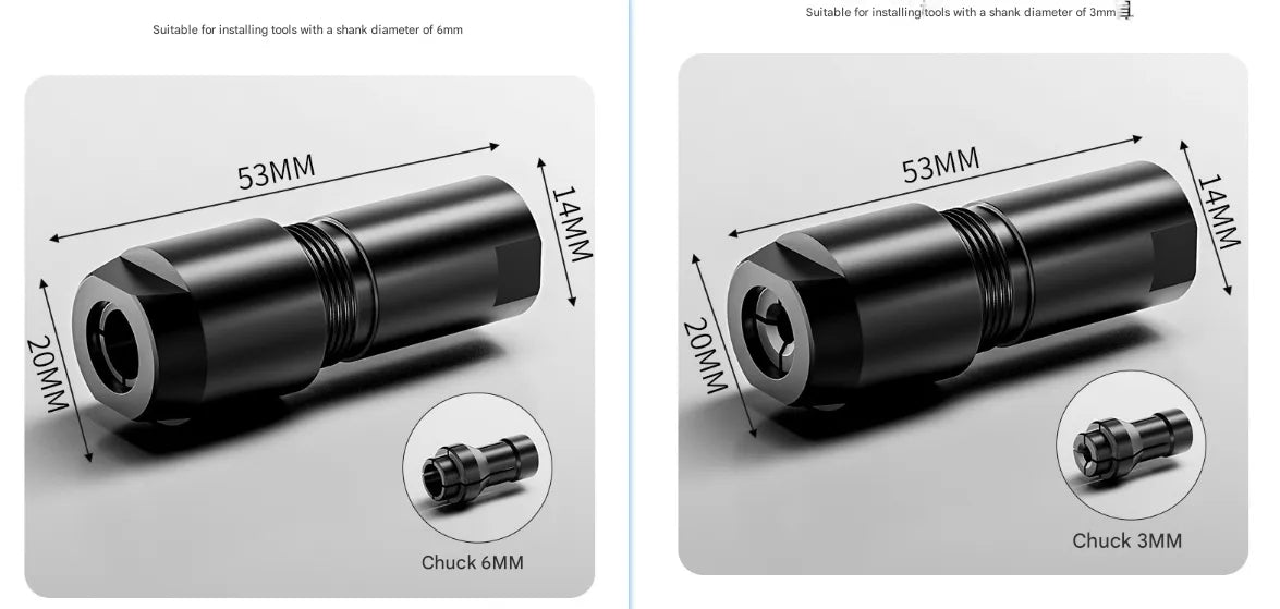 ⚙️ Rotary Carving Adapter Kit for 100-Type Angle Grinders with 3mm & 6mm Dual Collets 🔧