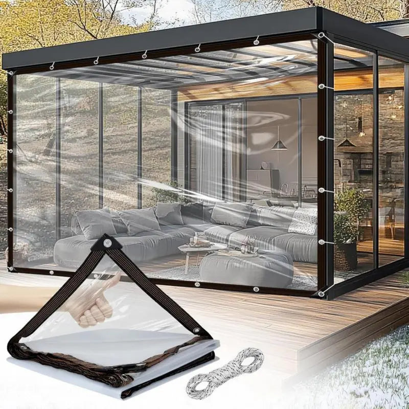 💧 7×10FT Clear Waterproof Tarp – Transparent Outdoor Protective Cover