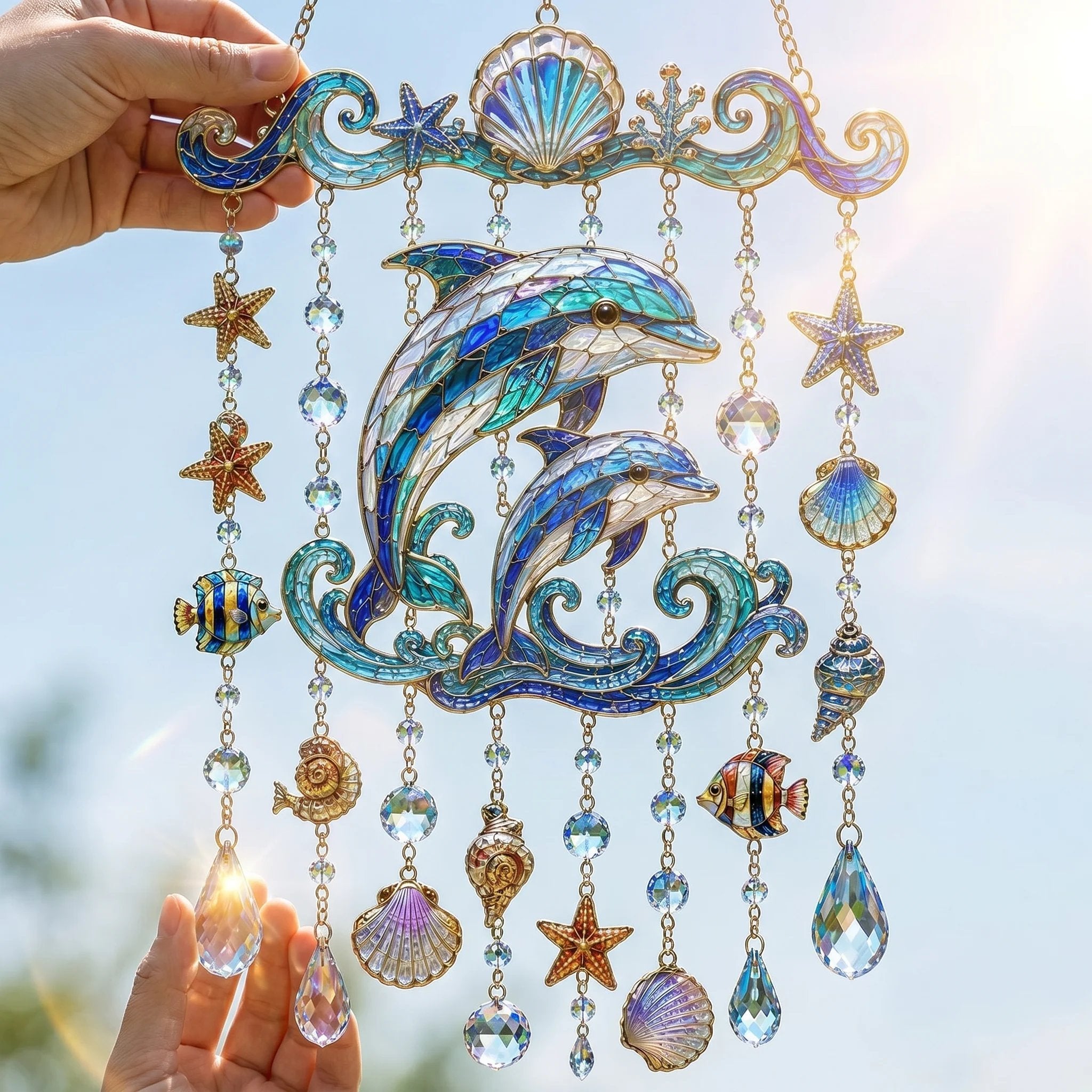 🐬 49% OFF Today | Crystal Ocean Wind Chime ✨ Coastal Hanging Decor for Garden, Porch & Yard
