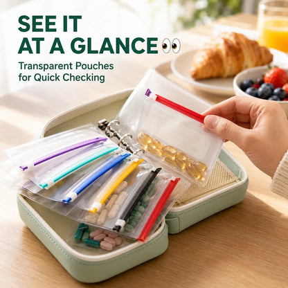 2-Week Pill Storage Binder 💊 – Portable Multi-Purpose Organizer Case