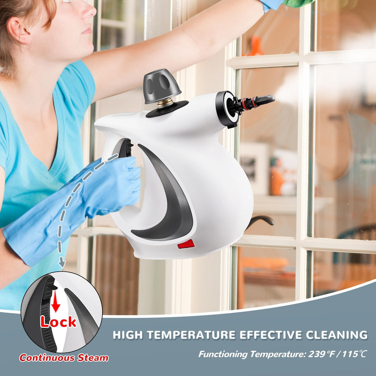 Handheld Steam Cleaner 🧼 – Pressurized Cleaning Kit with 11 Accessories
