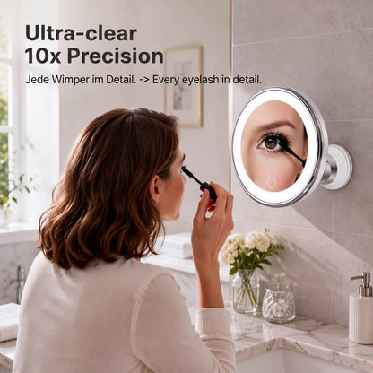 ✨ 10X LED Magnifying Makeup Mirror – Drill-Free Suction & Dual Power 🔍