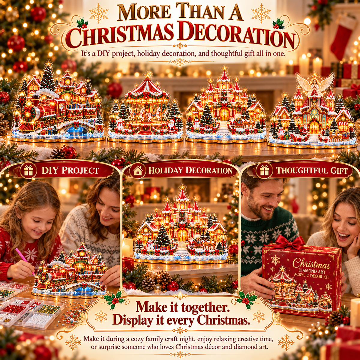 🔥Limited time 49% OFF -🎄❤️ DIY Christmas Village Diamond Art – Make Christmas Memories Together