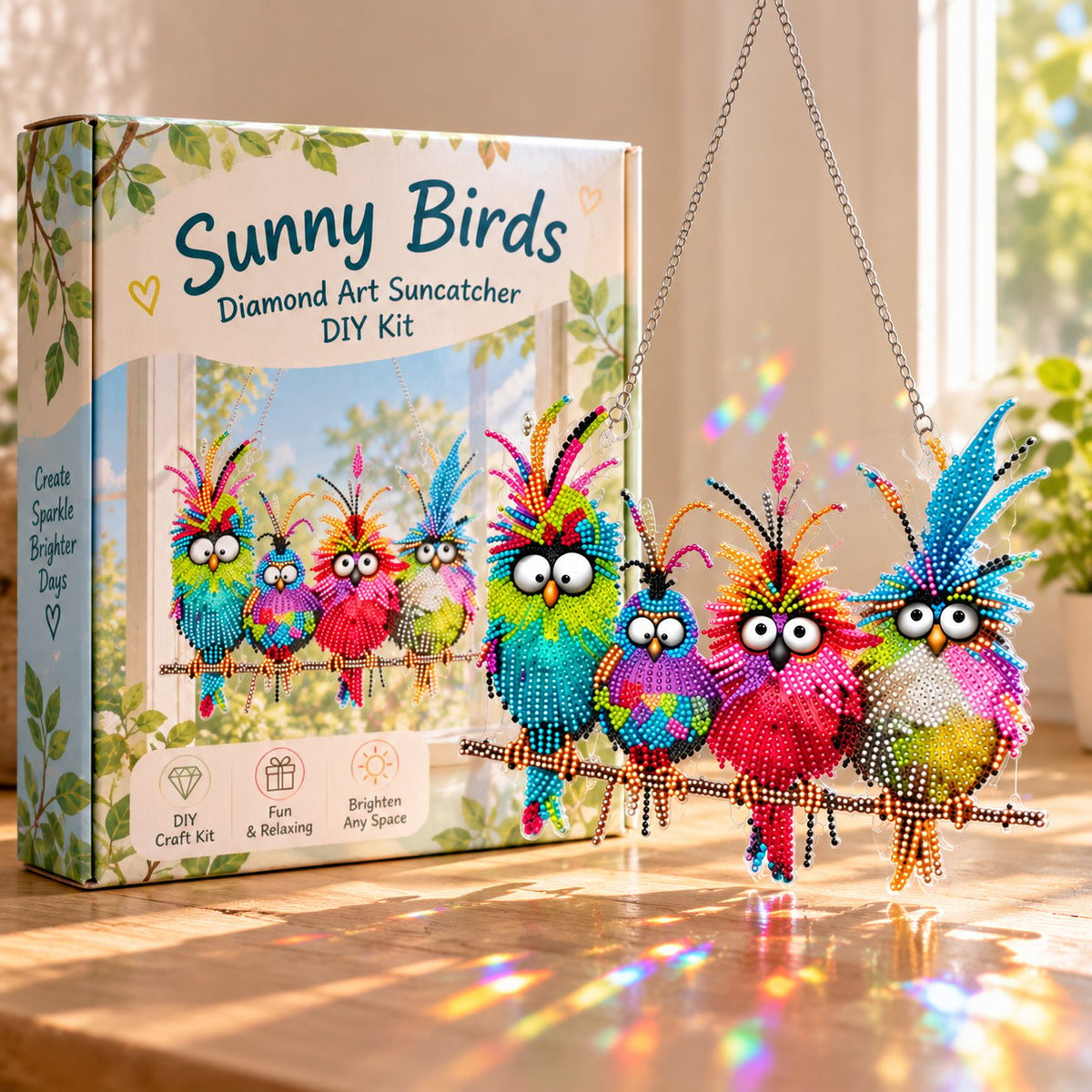 💯🐦✨ Sunny Birds Diamond Art Suncatcher DIY Kit