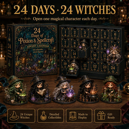 🧙‍♀️24 Days Of Witchy Surprises Advent Calendar | 24 Unique Collectible Witches with Magical Themes, Mini Figures & Fantasy Display Collection ✨