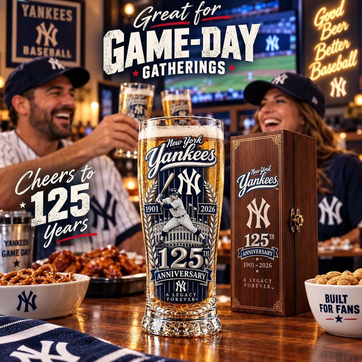 🎉🏆 Let’s Go Tribe! 125th Anniversary Commemorative Pint Glass🎁