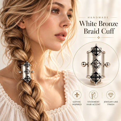 Handmade White Bronze Braid Cuffs — A Little Armor for Your Hair