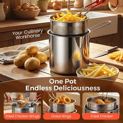 🍟 304 Stainless Steel Multi-Purpose Fryer Set with Crisping Rack