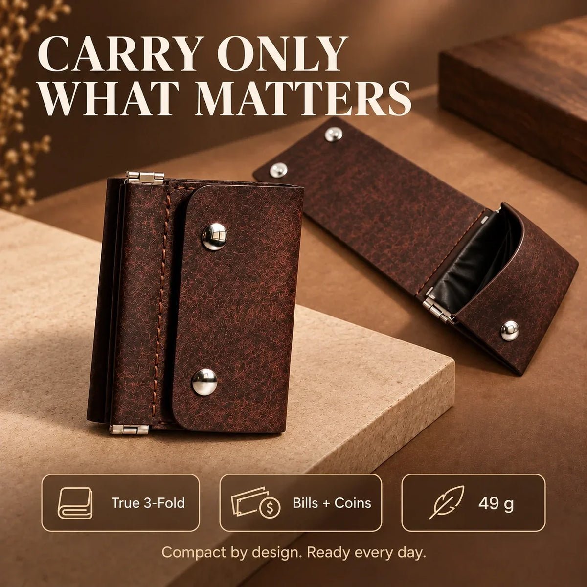👜 Retro Trifold Wallet – Compact Design with Easy-Access Coin Pocket