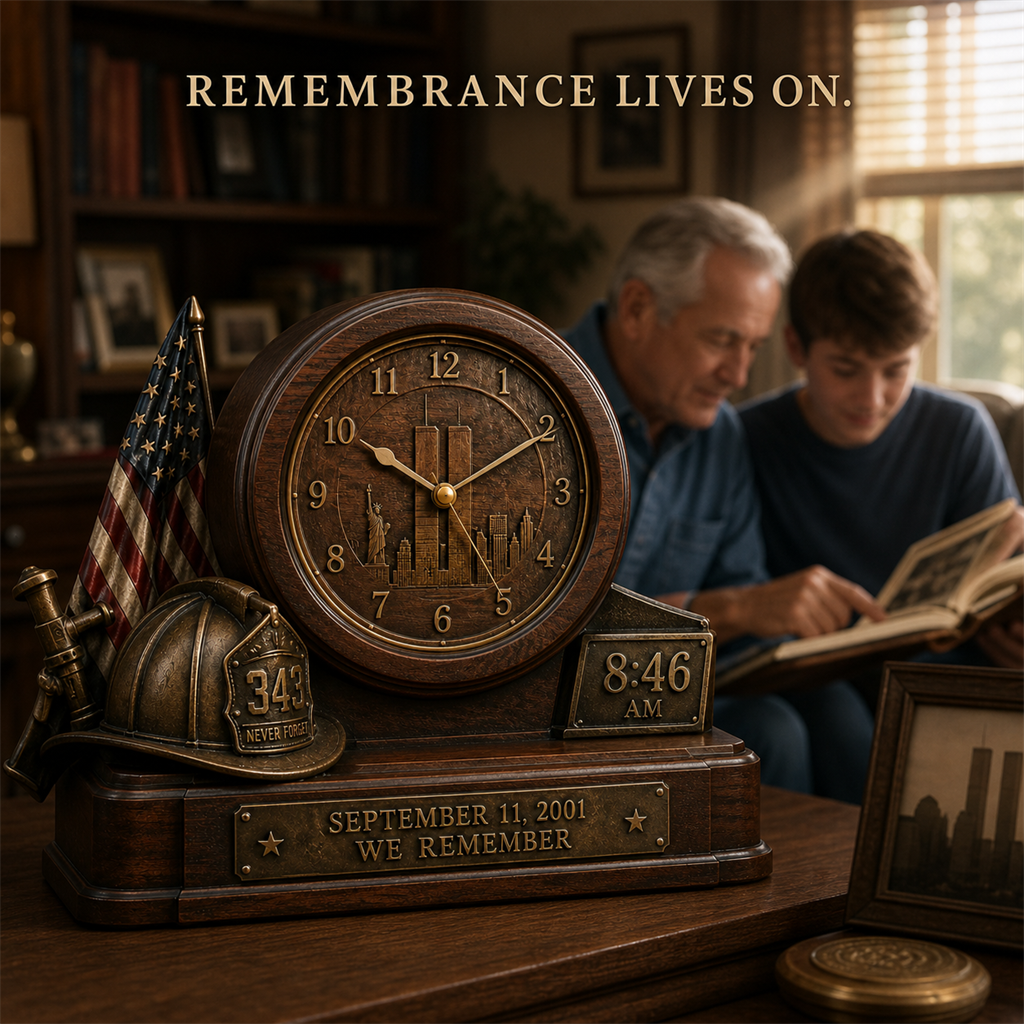 🇺🇸 9/11 “We Remember” Memorial Clock – 343 Firefighter Tribute
