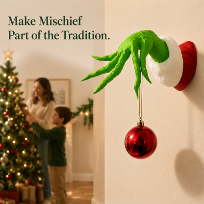 💚🎄 Grinch-Inspired Christmas Hand Wall Hanger – Funny Ornament Holder & Holiday Wall Décor