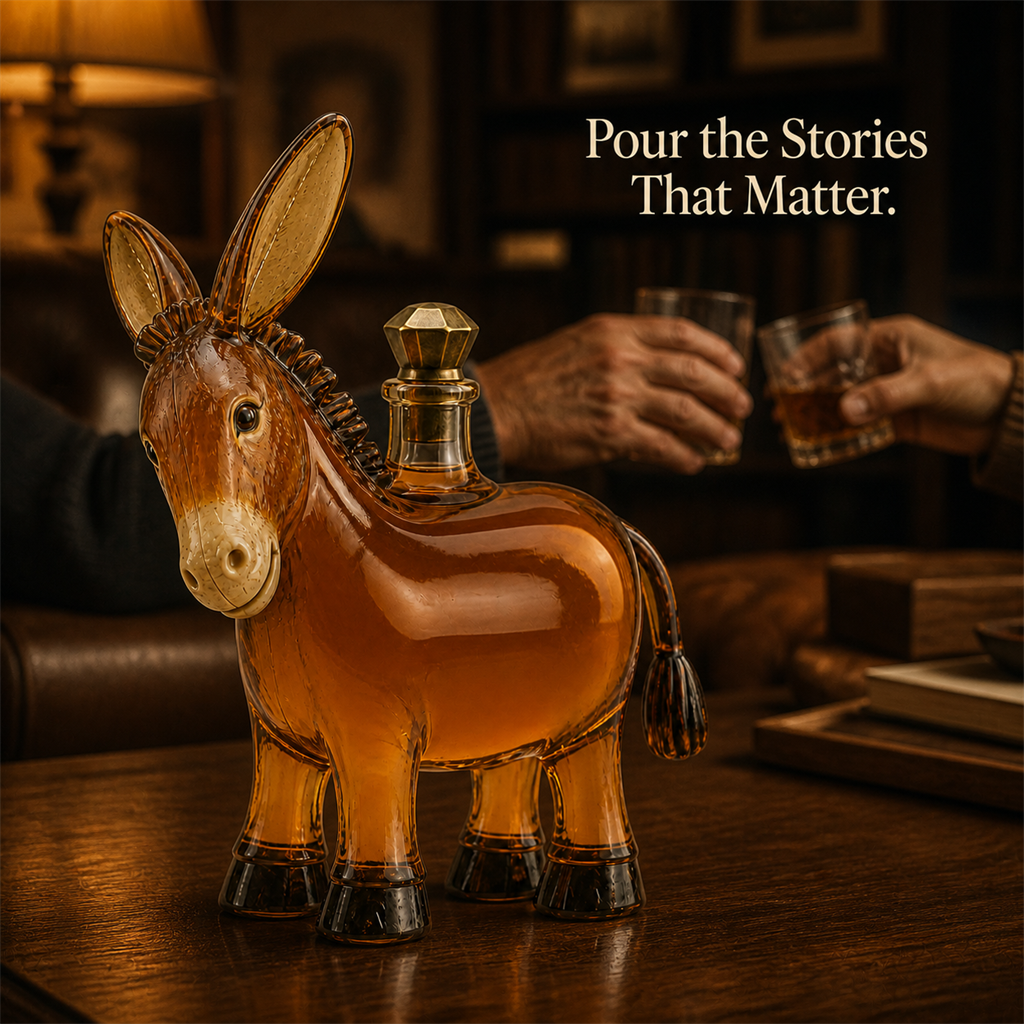 🫏 Rustic Donkey Whiskey Decanter – Farmhouse Animal Glass Bottle