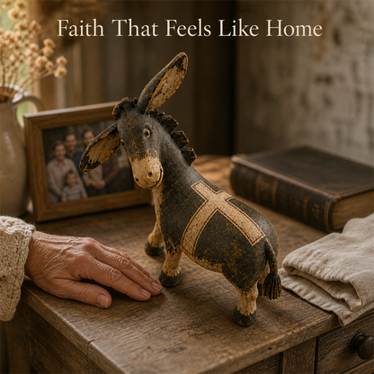 🫏✝️ Faithful Donkey Keepsake – Rustic Christian Home Décor & Meaningful Gift