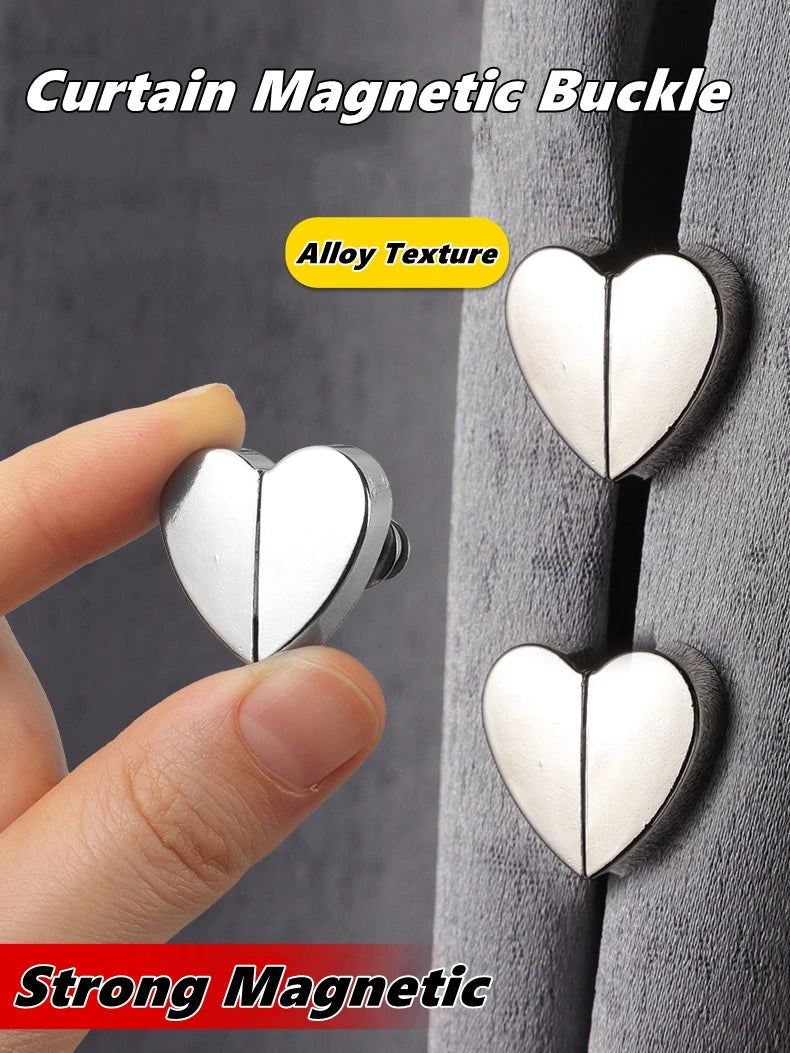 10-Pack Heart-Shaped Curtain Clips 💕 – Magnetic Decorative Tiebacks