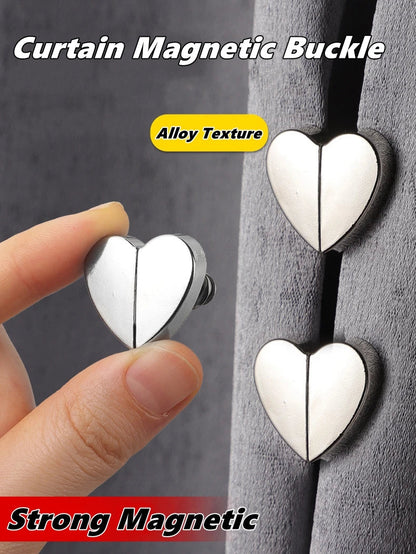 10-Pack Heart-Shaped Curtain Clips 💕 – Magnetic Decorative Tiebacks