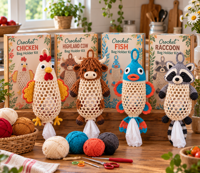 🧶 Crochet Animal Storage Kit – DIY Hanging Organizer with a Cute Handmade Look⭐