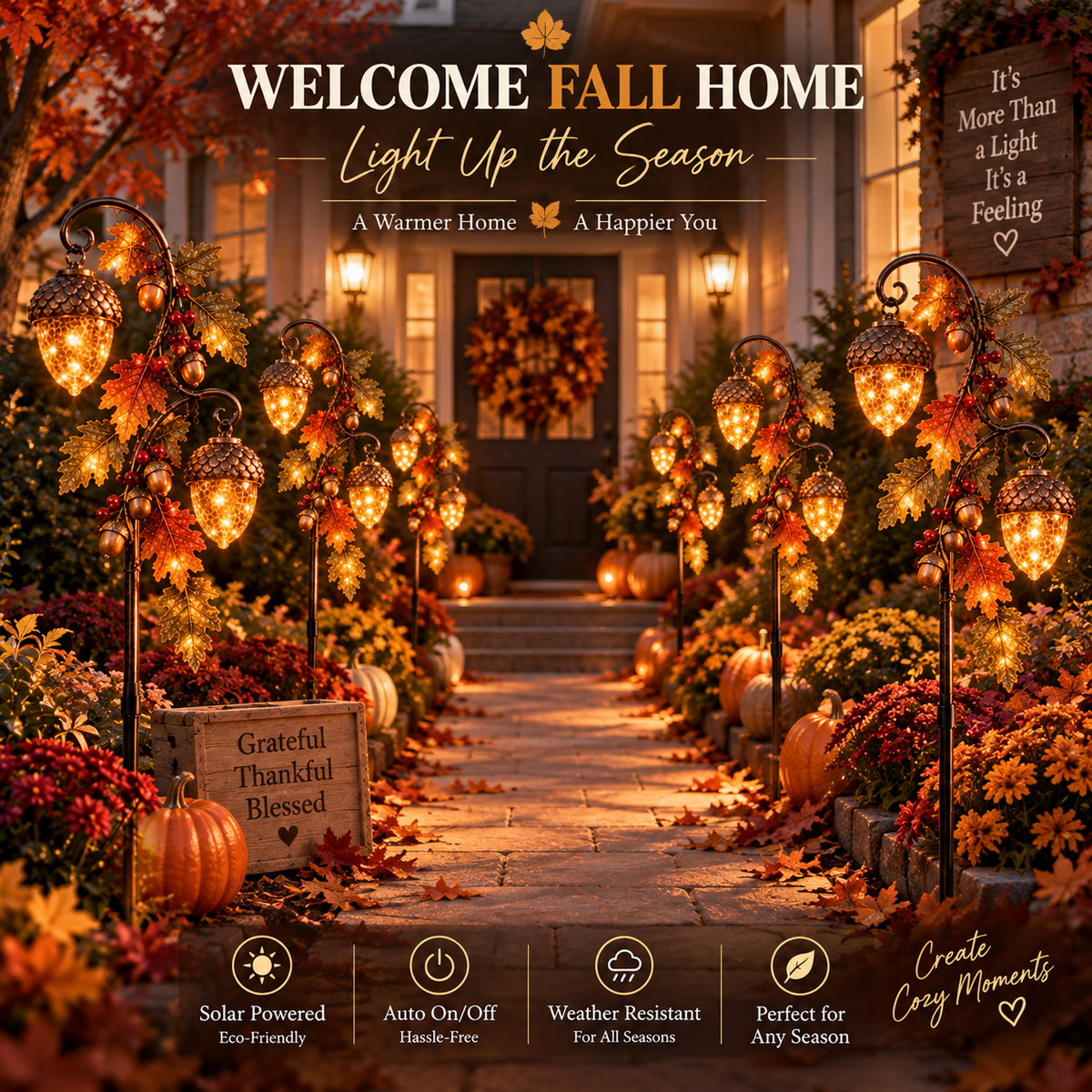 🍁 Autumn Acorn Glow™ – Solar Double Acorn Garden Stake Light
