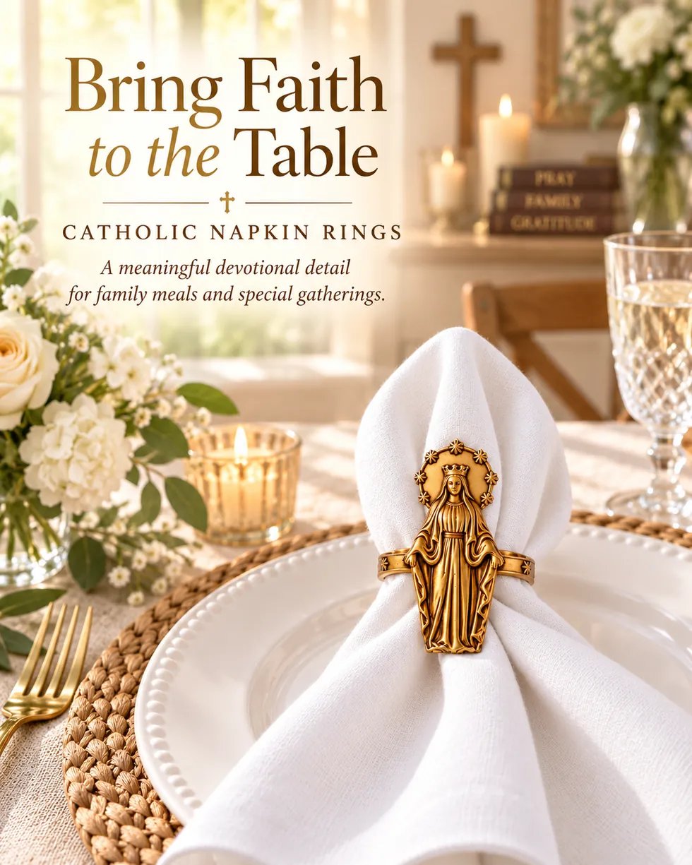 ✝️ Catholic Napkin Rings | Sacred Heart, Virgin Mary & Sacred Heart of Jesus Table Decor