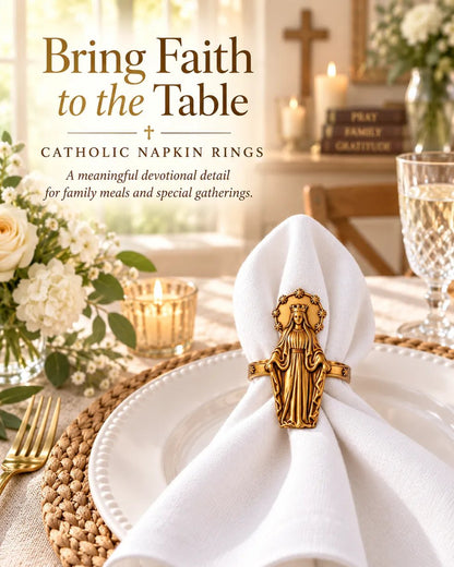 ✝️ Catholic Napkin Rings | Sacred Heart, Virgin Mary & Sacred Heart of Jesus Table Decor