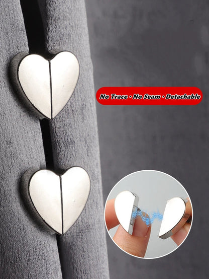 10-Pack Heart-Shaped Curtain Clips 💕 – Magnetic Decorative Tiebacks