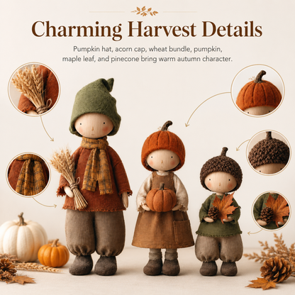 Set of 3 Rustic Fall Harvest Doll Figurines