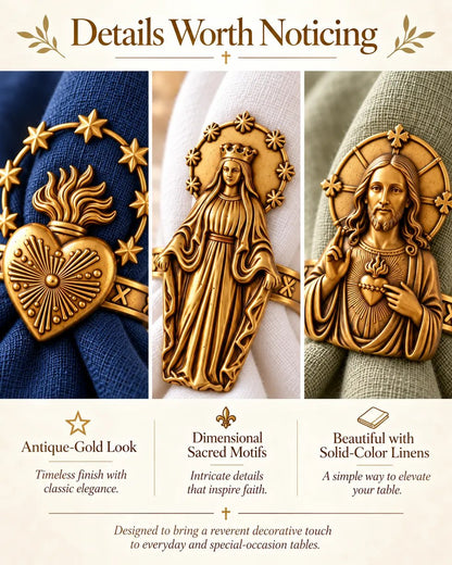 ✝️ Catholic Napkin Rings | Sacred Heart, Virgin Mary & Sacred Heart of Jesus Table Decor