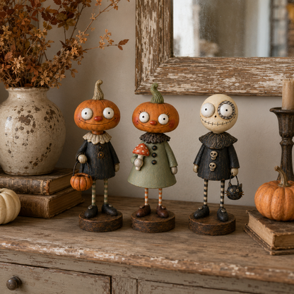 Primitive Pumpkin Friends – Vintage Halloween Figurines Collection