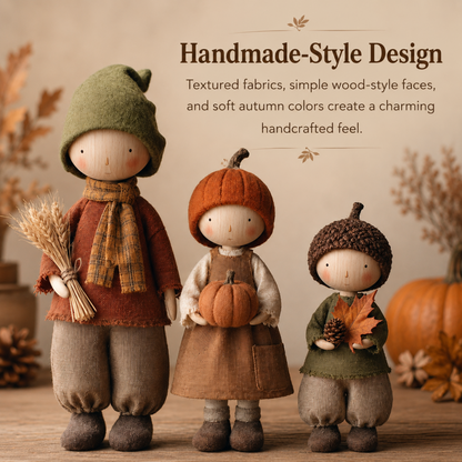 Set of 3 Rustic Fall Harvest Doll Figurines