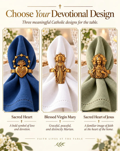 ✝️ Catholic Napkin Rings | Sacred Heart, Virgin Mary & Sacred Heart of Jesus Table Decor