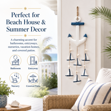 Coastal Wall Hanging Decor, Blue and White Nautical Hanging Ornament