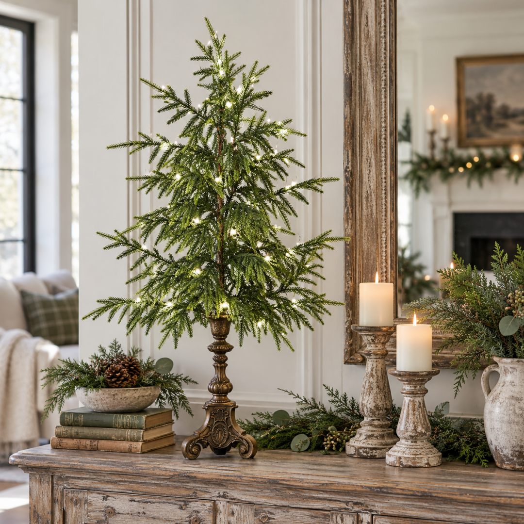 Vintage Lighted Norfolk Pine Trees