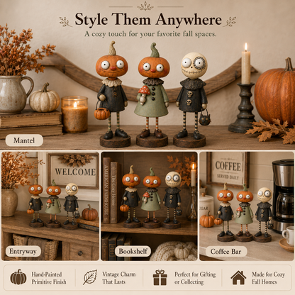 Primitive Pumpkin Friends – Vintage Halloween Figurines Collection