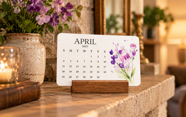 Seed calendar placed on a mantel
