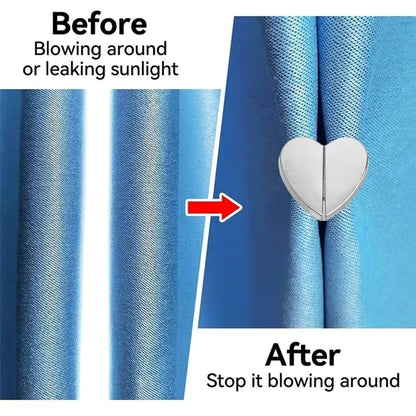 10-Pack Heart-Shaped Curtain Clips 💕 – Magnetic Decorative Tiebacks